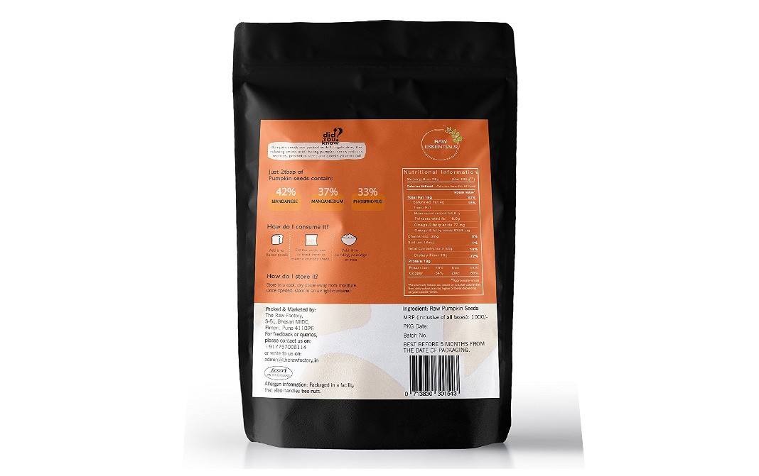 Raw Essentials Pumpkin Seeds    Pack  500 grams